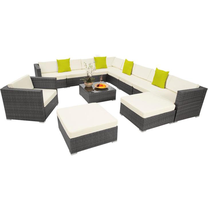 Wicker zitgroep Las Vegas met aluminium frame - grijs, Tuin en Terras, Tuinsets en Loungesets, Verzenden