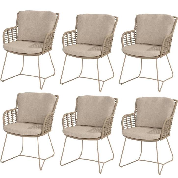 Fabrice tuinstoel latte 4 Seasons Outdoor set van 6, Tuin en Terras, Tuinstoelen, Nieuw, Ophalen of Verzenden