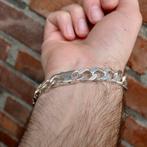 Zilveren armband met plaatje; Heren | 22 cm (zware armband), Sieraden, Tassen en Uiterlijk, Armbanden, Ophalen of Verzenden, Gebruikt