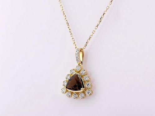 Ketting met hanger - 14 karaat Geel goud - 0.89ct. tw., Sieraden, Tassen en Uiterlijk, Antieke sieraden