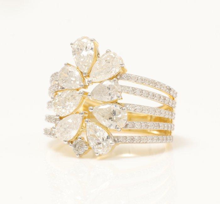 Statement ring - 14 karaat Geel goud - 2.60ct. tw. Diamant, Sieraden, Tassen en Uiterlijk, Antieke sieraden
