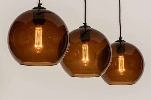Rietveld Hanglampen - Bruin - Glas, Metaal, Huis en Inrichting, Lampen | Hanglampen, Verzenden