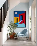 Nelson F. León - Rojo sobre Azul XL- (NO Reserve), Antiek en Kunst
