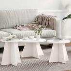 vidaXL Salontafel 3 pcs Wit 49 x 49 x 30 cm Massief, Huis en Inrichting, Verzenden, Nieuw, Rond, Grenenhout