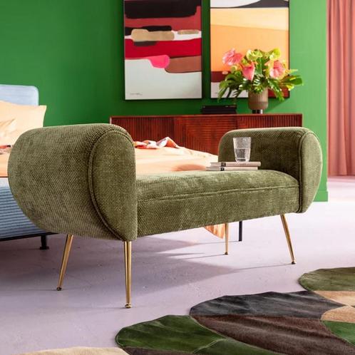 *WOONWINKEL* Kare Design Trono Groen Bankje Met Goud, Huis en Inrichting, Banken | Bankstellen, Nieuw, Stof, Verzenden