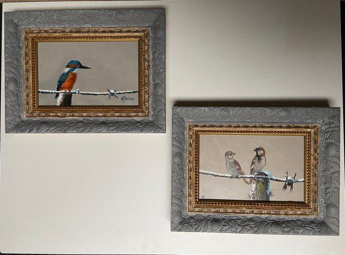 henk poeder - Vogels, Antiek en Kunst, Kunst | Schilderijen | Modern