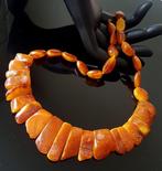 Amber Ketting - Antieke Vintage Echte Amber Ketting -, Verzamelen, Mineralen en Fossielen