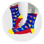 Grappige Sokken 50 Jaar Vlaggetjes 1 paar, Hobby en Vrije tijd, Feestartikelen, Verzenden, Nieuw