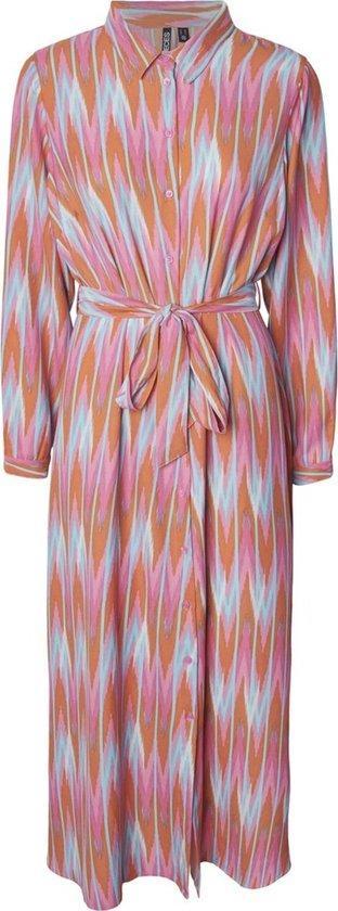 PIECES PCASHLEY LS MIDI SHIRT DRESS D2D Dames - Maat L, Kleding | Dames, Jurken, Nieuw, Verzenden