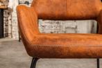 Design stoel MUSTANG antiek bruin microvezel met armleuning, Nieuw, Ophalen of Verzenden