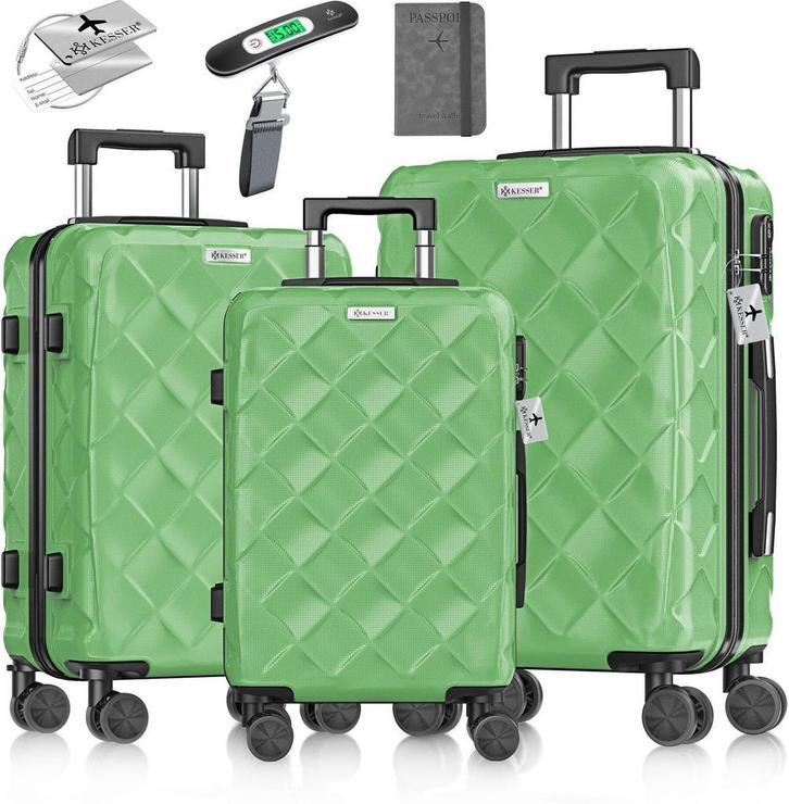 Kofferset - 3 delig - Trolley - Reiskofferset - Groen - KESS, Hobby en Vrije tijd, Overige Hobby en Vrije tijd, Nieuw, Verzenden