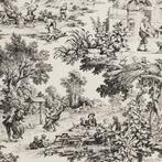Meubelstof - 250 cm - 280 cm - Toile de Jouy Zwart