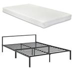 Metalen bed Zeus met bedbodem en matras 140x200 cm zwart