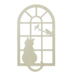 ijzeren kat in raam - wanddecoratie wit (Interieur), Verzenden