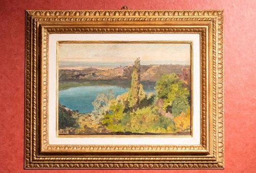 Ernesto Rayper (1840-1873) - Paesaggio Lacustre (Lago di, Antiek en Kunst, Kunst | Schilderijen | Klassiek