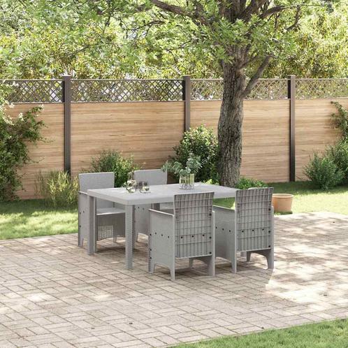 vidaXL Tuin Eetset 5 pcs Lichtgrijs Polt riet, Tuin en Terras, Tuinsets en Loungesets, Nieuw, Rotan, Verzenden