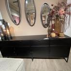 Dressoir Orizone Zwart Metaal 4deuren-4laden - Pronto Wonen, Ophalen of Verzenden, Nieuw, 200 cm of meer