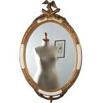 Ovale spiegel in goud met wit en met fraaie kroon Gebr Koch, Antiek en Kunst, Ophalen of Verzenden