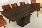 Design Eettafel GRAND 200cm Donkerbruin Mangohout Bootvorm, Huis en Inrichting, Tafels | Eettafels, Ophalen of Verzenden, Nieuw