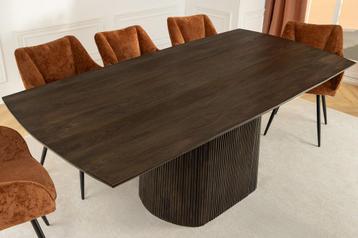 Design Eettafel GRAND 200cm Donkerbruin Mangohout Bootvorm beschikbaar voor biedingen