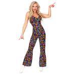 Disco 70S Jumpsuit Gekleurd Dames Bloemen, Verzenden, Nieuw