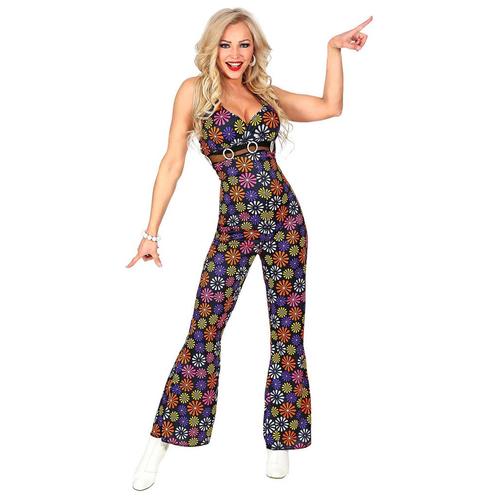 Disco 70S Jumpsuit Gekleurd Dames Bloemen, Kleding | Dames, Carnavalskleding en Feestkleding, Nieuw, Verzenden