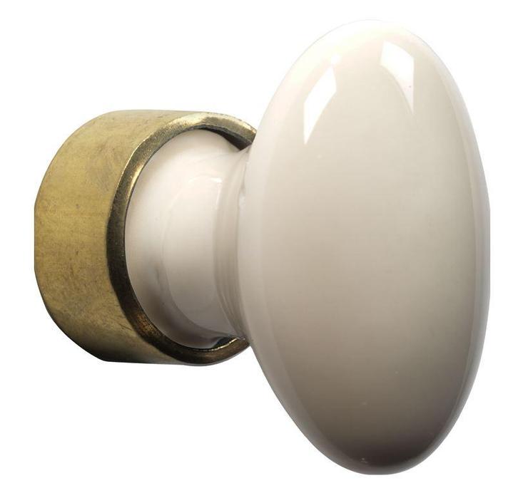 Meubelknop ovaal porselein 33mm messing ongelakt/camee, Doe-het-zelf en Verbouw, Hang- en Sluitwerk, Verzenden