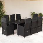 vidaXL 9-delige Tuinset poly rattan zwart, Nieuw, 8 zitplaatsen, Tuinset, Verzenden