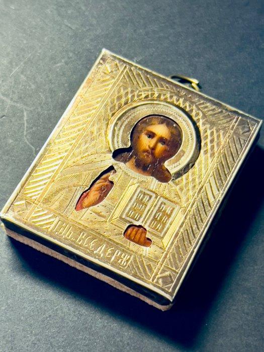 Icoon - Christus Pantokrator - Hout, Zilver, Antiek en Kunst, Kunst | Niet-Westerse kunst