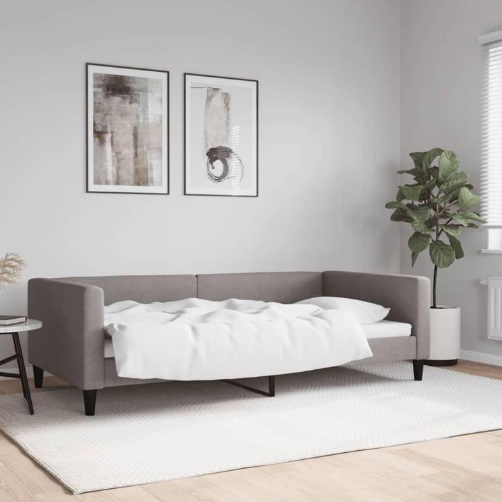 vidaXL Slaapbank 100x200 cm stof taupe, Huis en Inrichting, Slaapkamer | Bedden, 100 cm, 200 cm, Eenpersoons, Nieuw, Stof, Verzenden