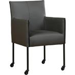 Set van 6 Leren eetkamerstoelen More - Toledo Antracite, Ophalen of Verzenden, Nieuw, Leer