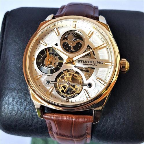 Stührling Original - Automatic - Moon - Dual Time - Open, Sieraden, Tassen en Uiterlijk, Horloges | Heren