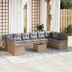 vidaXL Tuin Sofa Set 11 pcs Beige Poly riet, Verzenden, Nieuw, Rotan