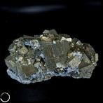 Zeldzame natuurlijke gouden pyriet met kwarts en calciet, Nieuw