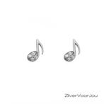 925 Zilveren zirkonia muzieknoot oorstekers, Sieraden, Tassen en Uiterlijk, Verzenden, Nieuw, Zilver