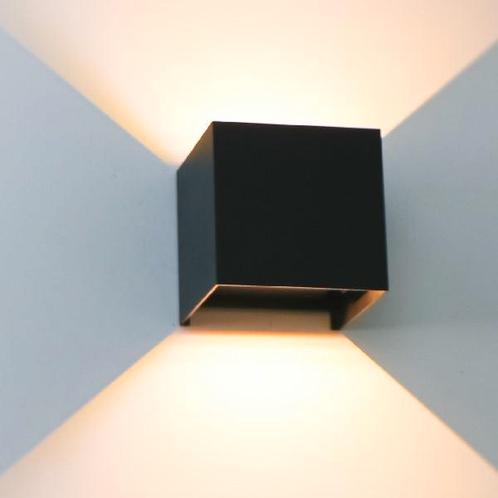 LED Cube Buiten Wandlamp 6W | DIMBAAR | IP65 | Zwart, Huis en Inrichting, Lampen | Wandlampen, Nieuw, Metaal, Ophalen of Verzenden