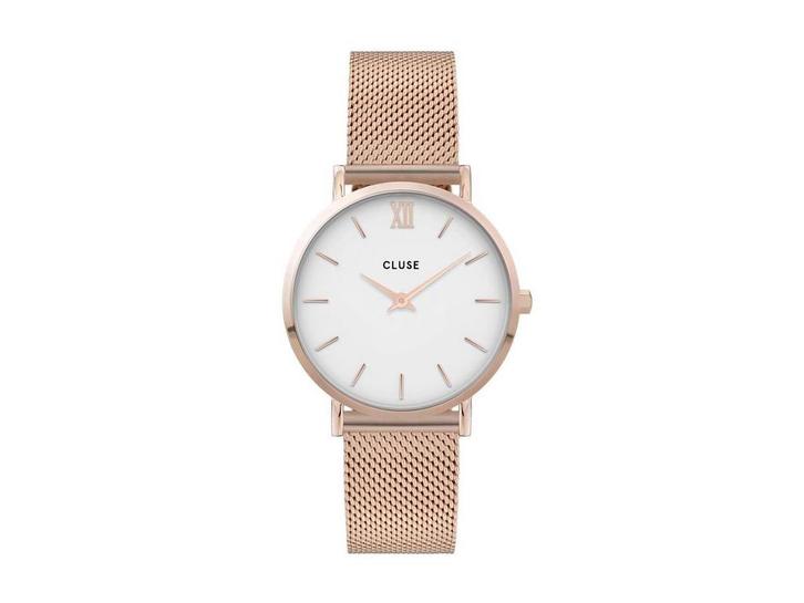 Cluse Minuit - Polshorloge - 33 mm - Roségoudkleurig/Wit, Kleding | Dames, Overige Dameskleding, Zo goed als nieuw, Verzenden