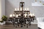 Design kroonluchter BLACK CRYSTAL XL 80cm zwart acryl, Huis en Inrichting, Lampen | Hanglampen, Ophalen of Verzenden, Nieuw