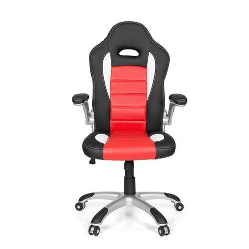 Gamestoel | Met Armleuning | Kunstleder | Wit/Zwart/Rood |, Huis en Inrichting, Bureaus, Nieuw, Verzenden