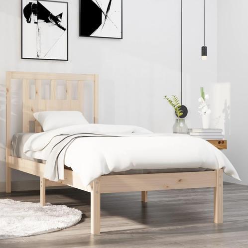 vidaXL Bedframe massief hout 90x190 cm, Huis en Inrichting, Slaapkamer | Bedden, 90 cm, 190 cm of minder, Bruin, Eenpersoons, Nieuw