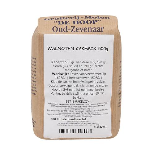 Molen de Hoop Walnotencakemix 500gr, Hobby en Vrije tijd, Taarten en Cupcakes maken, Nieuw, Verzenden