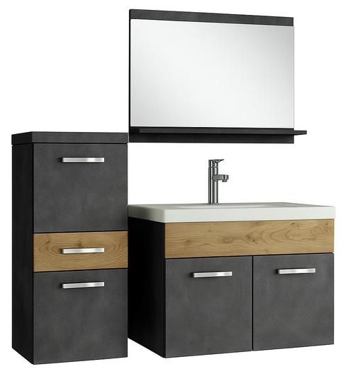 Badkamermeubel Set Alba 60 x 35 cm Kastanje eiken Grijs, Huis en Inrichting, Badkamer | Badkamermeubels, Nieuw, Wastafelkast, Verzenden