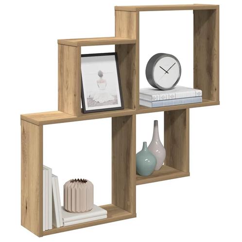 vidaXL Wandschap 80x15x78,5 cm bewerkt hout artisanaal, Huis en Inrichting, Woonaccessoires | Wandplanken en Boekenplanken, Nieuw