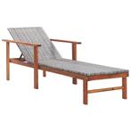 vidaXL Ligbed poly rattan en massief acaciahout grijs, Tuin en Terras, Verzenden, Nieuw