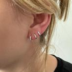 Zilveren 3-delige set mini huggie hoops 3 tiny stars 11, 9 e, Verzenden, Nieuw, Zilver