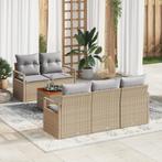 vidaXL 6-delige tuinsofa set met beige kussen van poly, Verzenden, Nieuw, Rotan