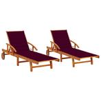 vidaXL Ligstoelen 2 st met kussens massief acaciahout, Verzenden, Nieuw