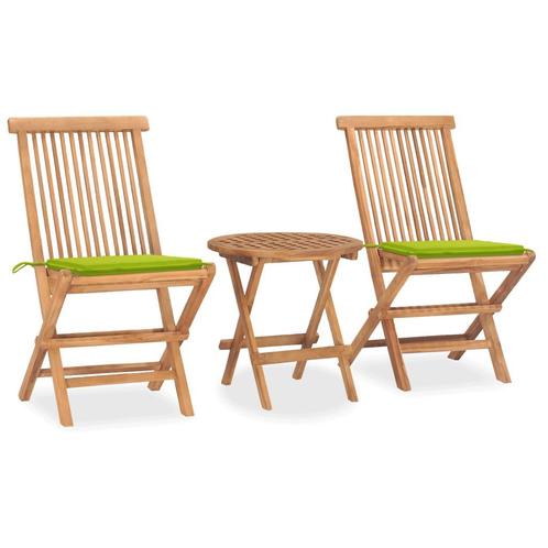 vidaXL 3-delige Tuinset inklapbaar met kussen massief, Tuin en Terras, Tuinsets en Loungesets, Tuinset, Nieuw, 2 zitplaatsen, Teakhout