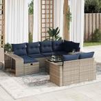vidaXL 11-delige Loungeset met kussens poly rattan grijs, 6 zitplaatsen, Nieuw, Loungeset, Verzenden