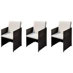 vidaXL Tuinstoelen 3 pcs Bruin 56 x 52 x 87 cm Poly riet, Tuin en Terras, Verzenden, Nieuw, Rotan